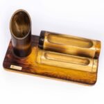 Bamboo Visiting card holder with pen cup - Image 3