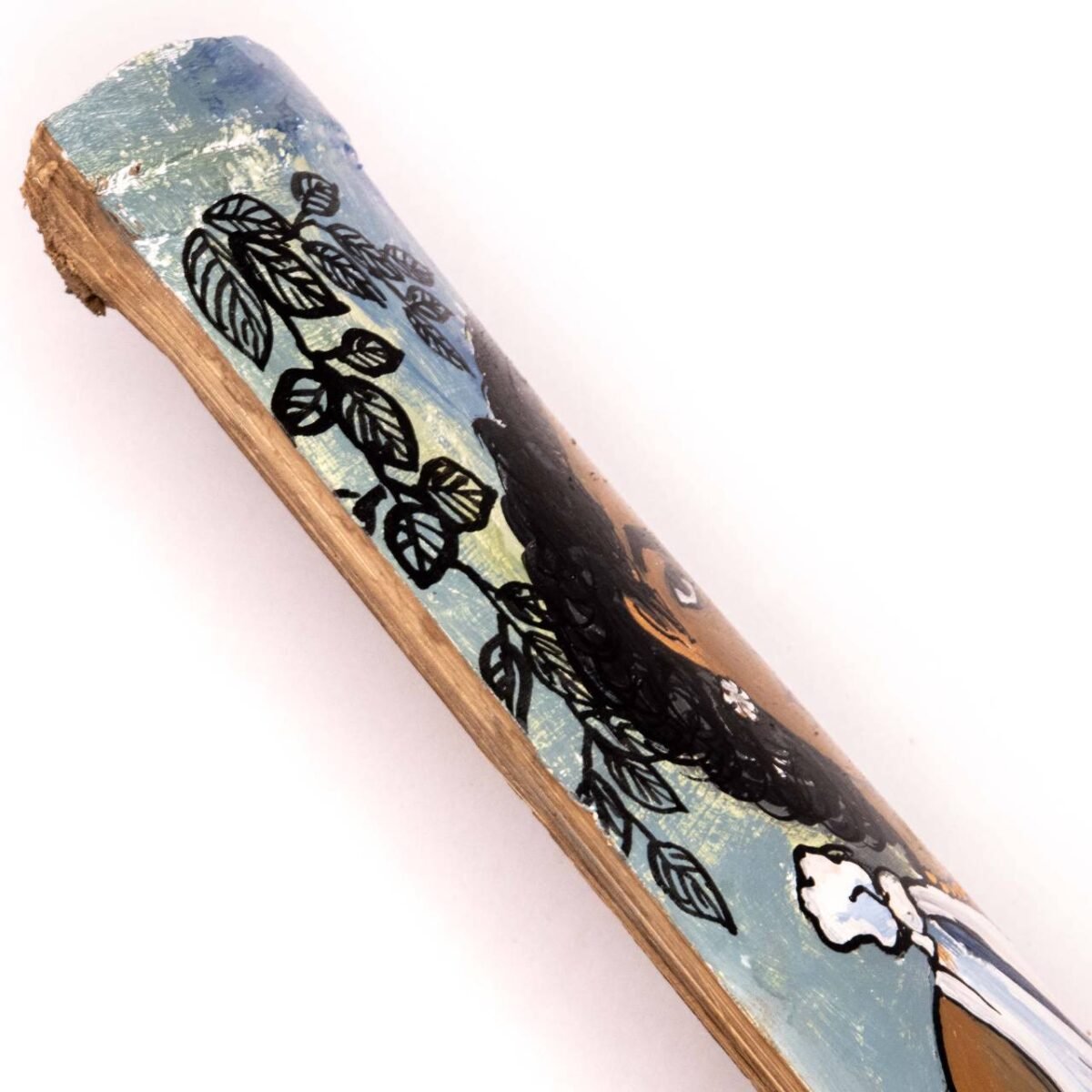 Tribal Lady Wall Hanging Bamboo Mural Painting - Image 2