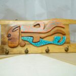 Bamboo Key Holder with Women in the wind Craft