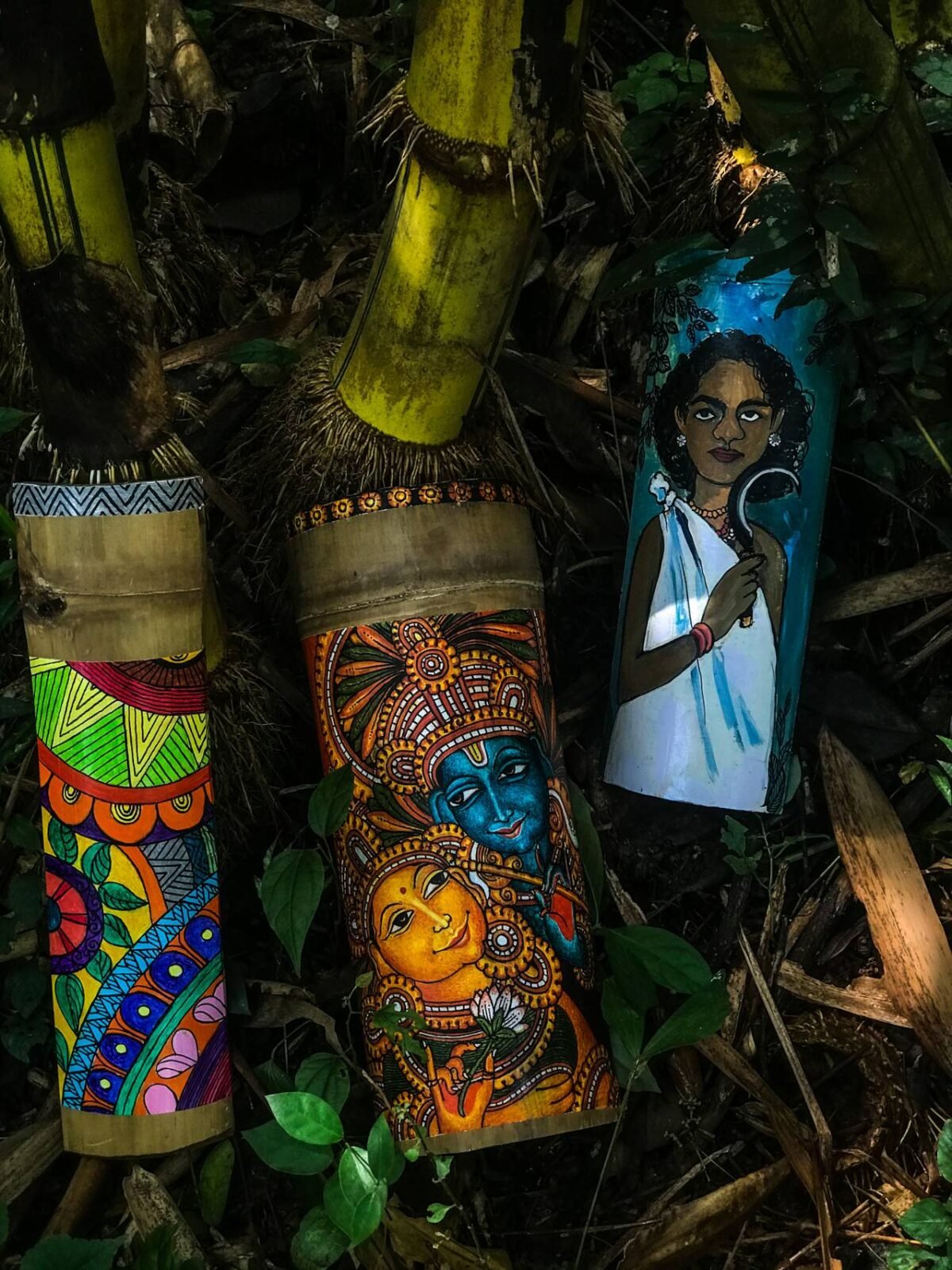 Solace Wall Hanging Bamboo Mural Painting - Image 2